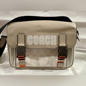 Coach Beige and Orange Messenger Bag